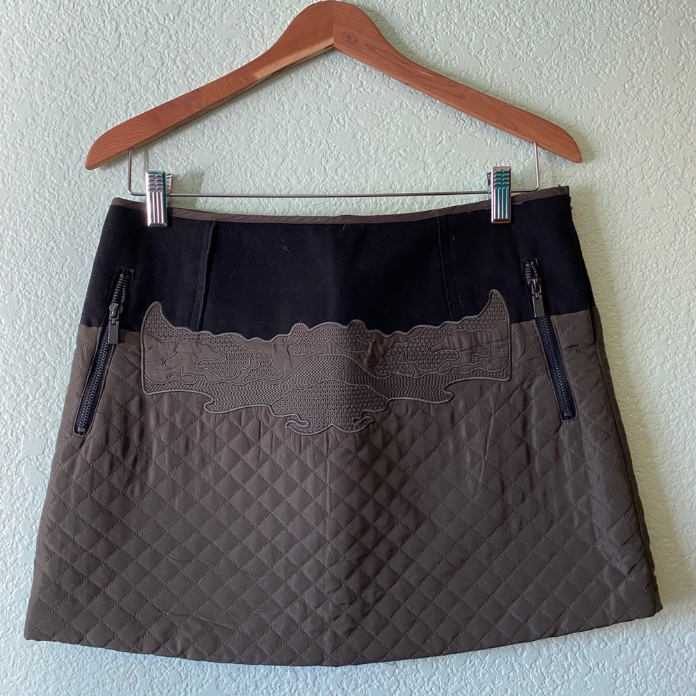 Quilted army green skirt